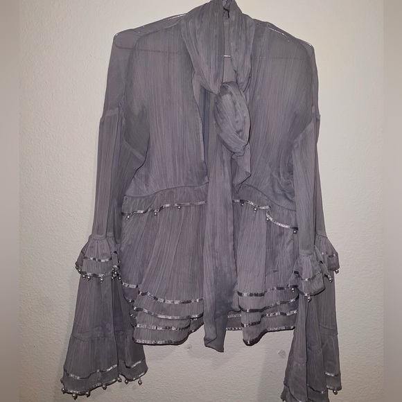 ASOS Luxe Pearl embellished chiffon blouse 💙🦋 - Picture 5 of 7